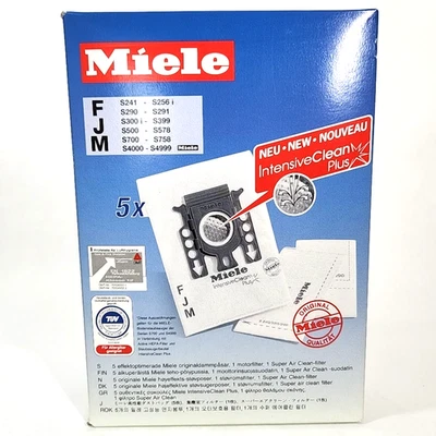 Genuine OEM Miele FJM Intensive Clean Plus 5 Pack Vacuum Bags 2 Filters New - Image 1 of 4
