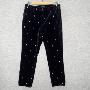 Talbots Velveteen Straight Leg Pants Size 12P 12 Petite Embroidered Penguins - Picture 1 of 8