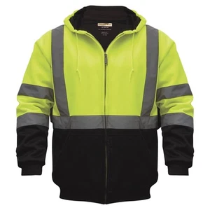 Utility Pro Men's Class 3 High Visibility Hooded Zip-Up Sweatshirt with Teflon - Picture 1 of 4