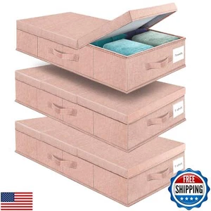 Supowin Underbed Storage Containers 3 Pack, Large Under Bed Storage Bins with - Picture 1 of 5