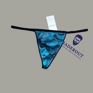 Hom Men blue print Fano Plume G-string thong underwear size M L - Picture 1 of 6