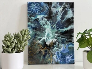 Titled 'Infinite Drift" Original Acrylic Art Resin Painting 9" X 12" Canvas - Picture 1 of 2
