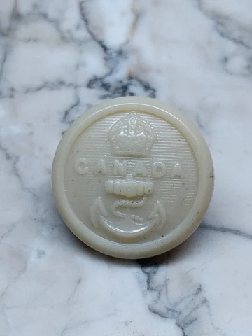 Vintage White Plastic Anchor Navy Ivory Crown Button Cover
