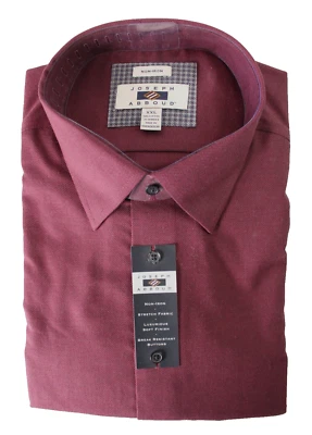 Camisa de vestir roja borgoña sin planchar talla XXL de algodón elástico Joseph Abboud 2XL Foto 1 de 4