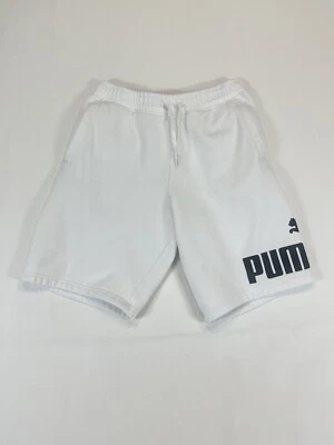 PUMA Mens Small White / Black Logo 2-Pocket Drawstring Sweat Shorts - Image 1 of 4