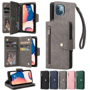 For iPhone 16 13 Pro 11 12 SE 8 7 XR XS Max Leather Flip Card Wallet Case Cover - Picture 1 of 17