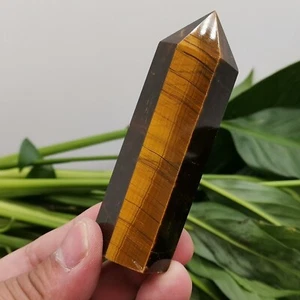 1pcs Natural Tiger's eye Obelisk Quartz Crystal Point Wand Reiki 70g+ - Picture 1 of 8