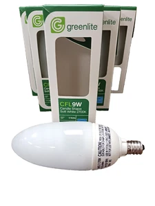 Greenlite CFL9W Series Candle Shape Light Bulbs 9W 420 Lumens 8,000 Hours 6 -Pcs - Picture 1 of 4
