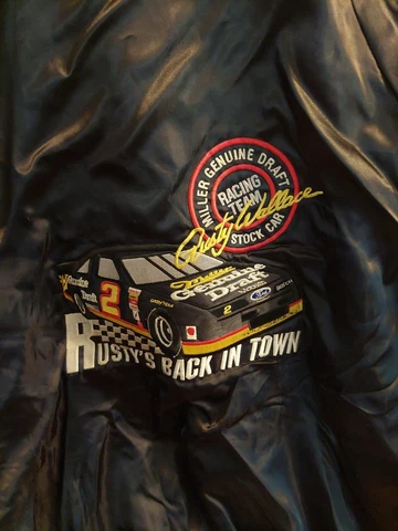VINTAGE WHANG SPORTS APPAREL RUSTY WALLACE SATIN JACKET SIZE XL Flawed Read!! Cover