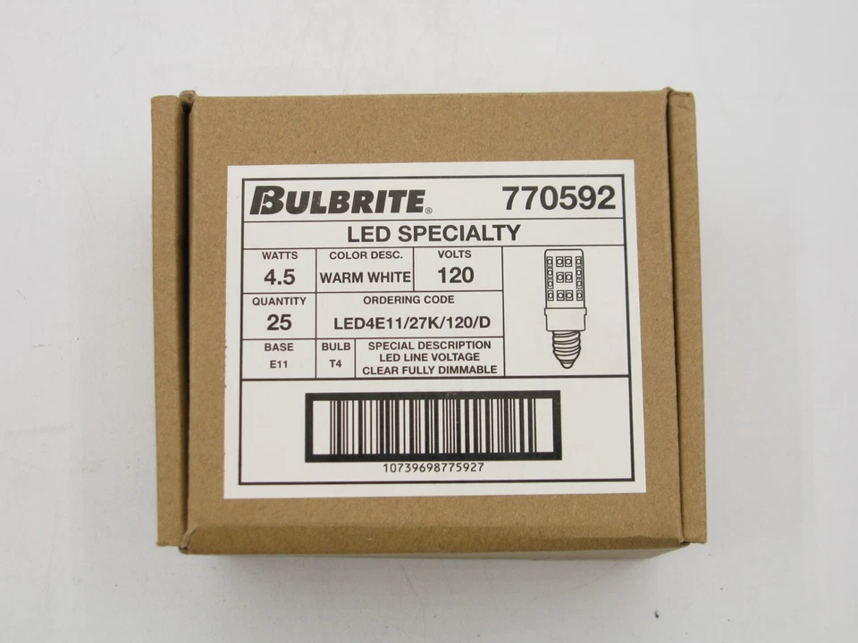 Bulbrite 4.5W Dimmable T4 E11 LED Bulb 16 pack (Upper) - Image 1 of 3
