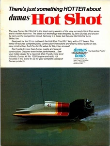 Dumas Hotshot IV RC Boat Print Ad Ephemera Wall Art Decor Designed by Dunlap - Picture 1 of 1