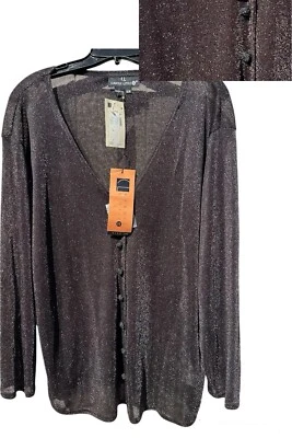 Cárdigan vintage nuevo con etiquetas CAROLE LITTLE para mujer 16 plateado negro metálico tejido suéter Foto 1 de 4