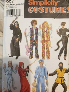 MENS WOMENS CUT SIMPLICITY 8871 Sewing Pattern COSTUME HIPPIE CAT SIZE XS-XL - Picture 1 of 2