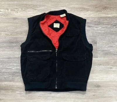 Chaleco De Colección St Johns Bay Pana Aislado Negro Talla L Cremallera Completa Acolchado Forro Rojo Foto 1 de 4