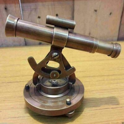 Instrumentos de colección Telescopio Alidade de latón hecho a mano con brújula regalo Foto 1 de 4