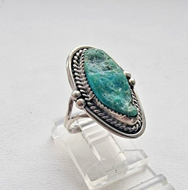 NATIVE AMERICAN STYLE 925 STERLING SILVER NATURAL TURQUOISE RING SIZE 4.75 - Image 1 of 4