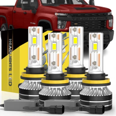 4x Canbus LED Headlight Hi/Lo for Silverado 1500 2500HD 3500HD 2022-2024 40000LM - Image 1 of 4