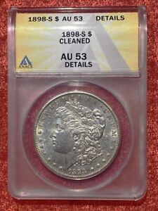 1898-S $1 Morgan Silver Dollar ANACS AU53 Details Cleaned
