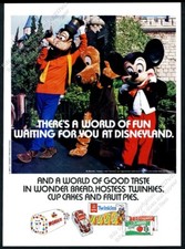 1975 Hostess Twinkies Cup Cakes Disneyland Mickey Pluto Goofy vintage print ad