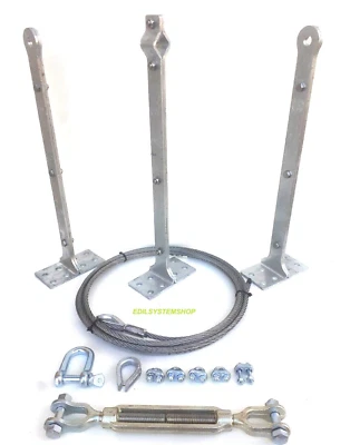 C.S.C. LINEA VITA TETTO 10 MT. COMPLETA DI 3 PALI BASE PIANA H 60 CM. E KIT FUNE