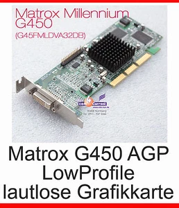 Graphic Card Matrox AGP DVI G450 -32 Low Profile G45FMLDVA32DBF -G21 - Picture 1 of 1