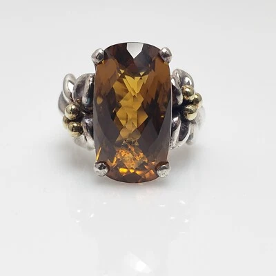 Ann King Sterling Silver 18k Yellow Gold Faceted Cinnamon Quartz Flower Ring 6 - Image 1 of 4
