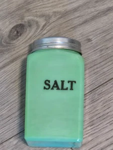 Vintage Green Glass Salt Shaker - Aluminum Cap - Picture 1 of 4