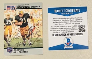 Jim Taylor Signed Auto 1990 Pro Set  Super Bowl Supermen Card #132 Beckett BAS - Picture 1 of 1