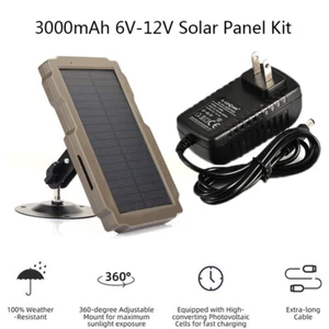 3000mAh 6V-12V Solar Panel Set Rechargeable For Hunting Camera Trail Camera O2Y3 - Picture 1 of 10
