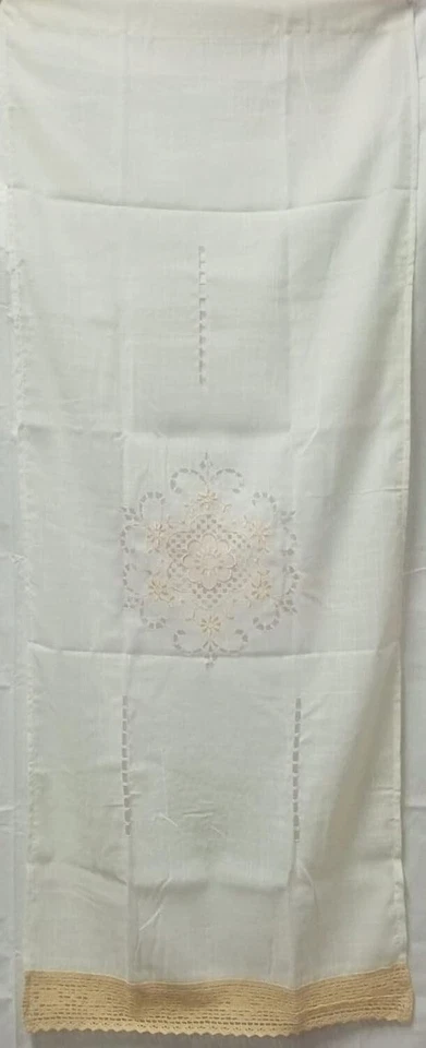 Tendina Misto Lino 60x150 60x240 particolare Ricamo Mano Lavorazione Artigianale - Immagine 1 di 3