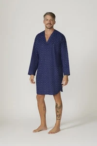 Mens Contare Long Sleeve Flannelette Night Shirt Pyjamas Midnight Sail Blue (MIS - Picture 1 of 4