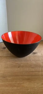 Vintage Kernite Bowl Denmark Herbert Krenchel Enamelware Orange & Matte Black - Picture 1 of 7
