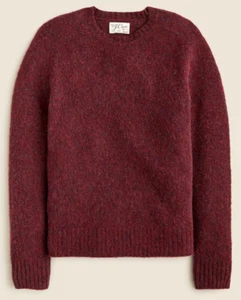 NWT J Crew 100% Brushed Wool Crewneck Sweater in Mahogany Burgundy Red - Picture 1 of 1