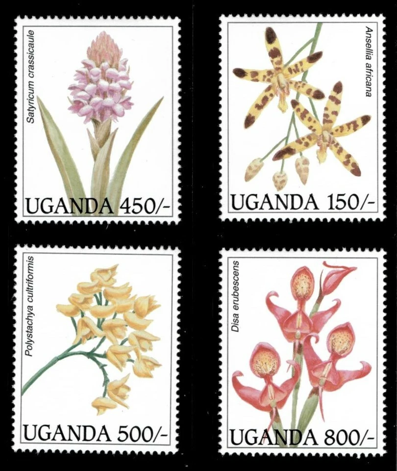 Uganda 1995 - ORCHIDS - Set of 4 Stamps (Scott #1385-8) - MNH - Image 1 of 1