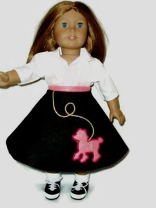 Abito gonna barboncino 4 pezzi adatto per bambole American Girl 18" vestiti bambola nero rosa caldo - Foto 1 di 4
