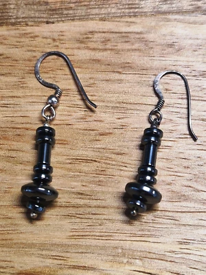 💥💎 Echte Hämatit Ohrringe Ohrstecker Paar mit 925 Silber Mehrteilig 💥💎 - Bild 1 von 4