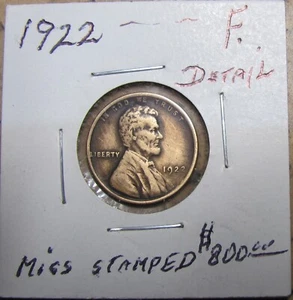1922P. WEAKD. NOD. MISS STAMPED. LINCOLN WHEAT CENT PENNY LOT. (F. DETAIL) - Picture 1 of 6