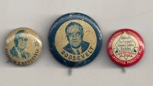 3 Litho FDR Pins ~ Infantile Paralysis Diamond Jubilee Birthday Pin ROOSEVELT - Bild 1 von 2