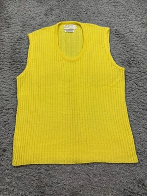 Vtg Pebble Beach Sweater Men XL Yellow Acrylic Ribbed Grandpa Golf Vest USA 70s - Image 1 of 4