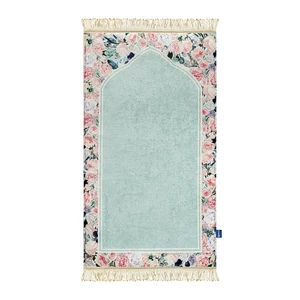 Adult Padded Prayer Mat with Soft Mint Floral Design by Urban Rug UK - Picture 1 of 12