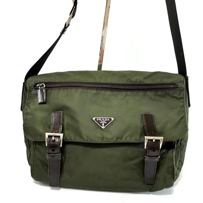 PRADA Nylon Shoulder Bag Leather Green Authentic From Japan RankA #436 - Image 1 of 4