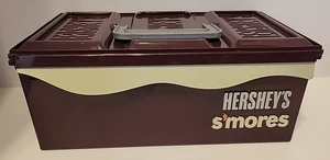 HERSHEY'S S'mores Brown Plastic Storage Container Carry Case Box Lid Handle VG - Picture 1 of 8
