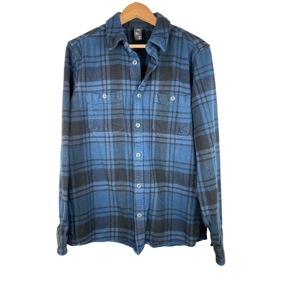 Camisa con botones Mountain Hardwear para hombre M azul negro a cuadros 100 % algodón orgánico Foto 1 de 4