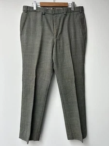 Fletcher Jones Trouser Pants Mens 92 Cm Grey Check Wool Blend Classic Fit Work - Picture 1 of 11