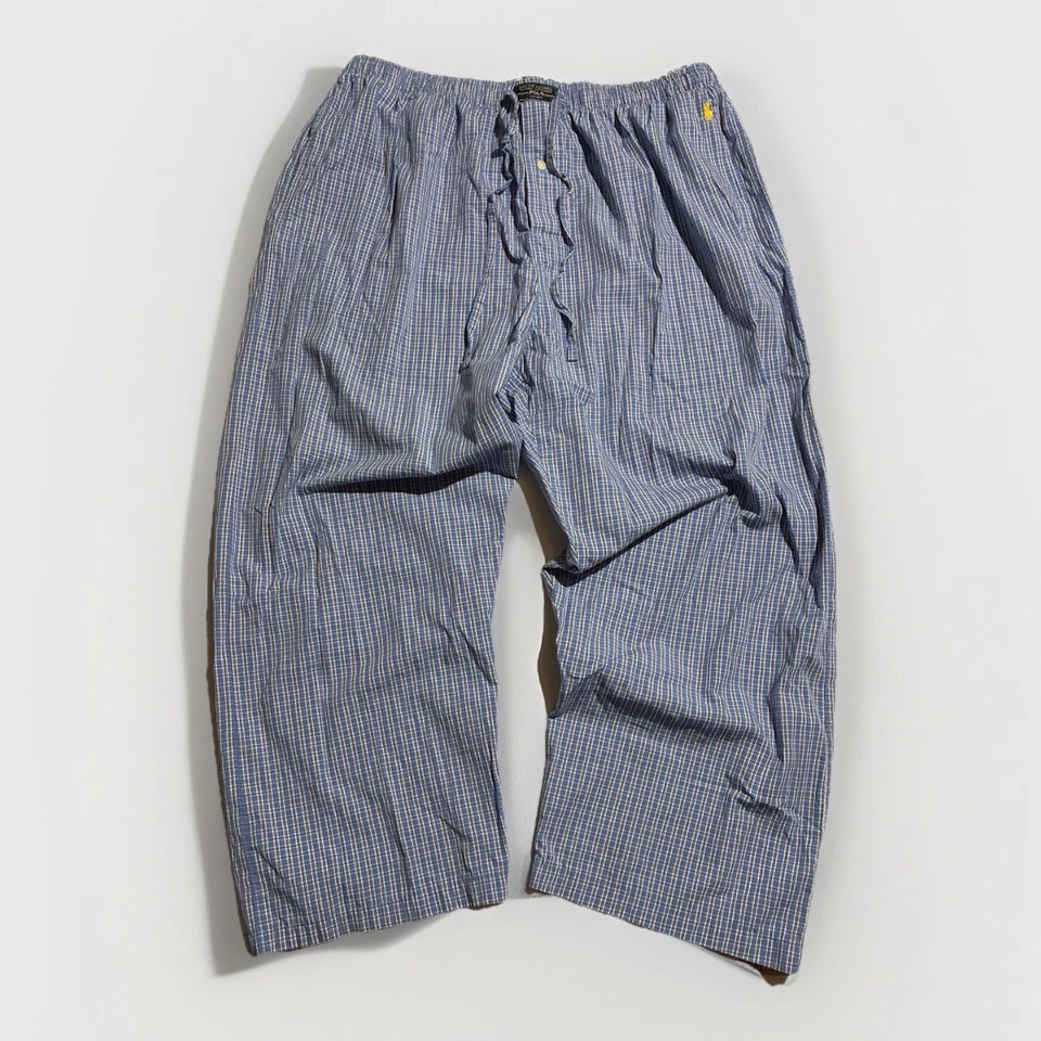 Polo Ralph Lauren Ropa de Dormir Pantalones de Salón XL Azul Cuadros Algodón Amarillo Poni Foto 1 de 4