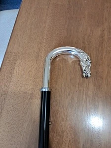 Pferdekopf Gehstock versilbert, verstellbar und zusammenklappbar 88,5-98,5 cm - Bild 1 von 12