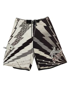 Rusty Board Shorts Men's Size 34 Brown/White Surf Beach Lightning Pattern  - Picture 1 of 10