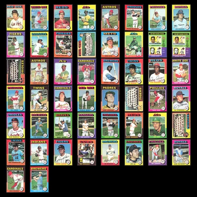 1975 Topps Lot 50 Vintage Baseball Cards VG MLB Set Bulk Dealer Collection - Image 1 of 4