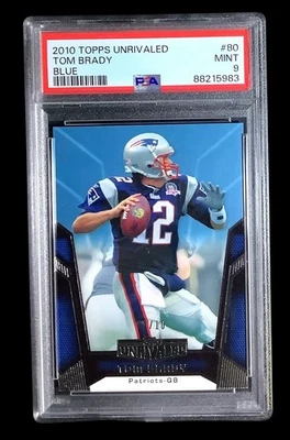 2010 topps unrivaled #80 tom brady; blue 1/10 color match PSA 9  (POP 1, 0^) - Image 1 of 4