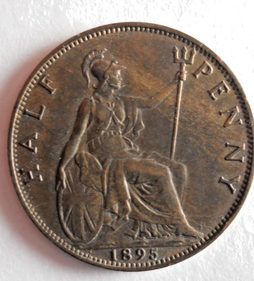Moneda de colección de 1/2 penique de Gran Bretaña 1895 - AU - BAJA ACUÑACIÓN - Lote #D1 Foto 1 de 2